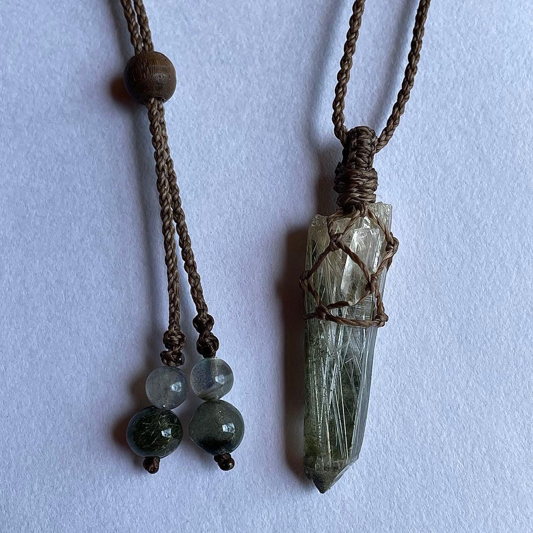 ヒマラヤ水晶 ガネッシュヒマール ルチルクォーツ ＊ マクラメペンダント 36