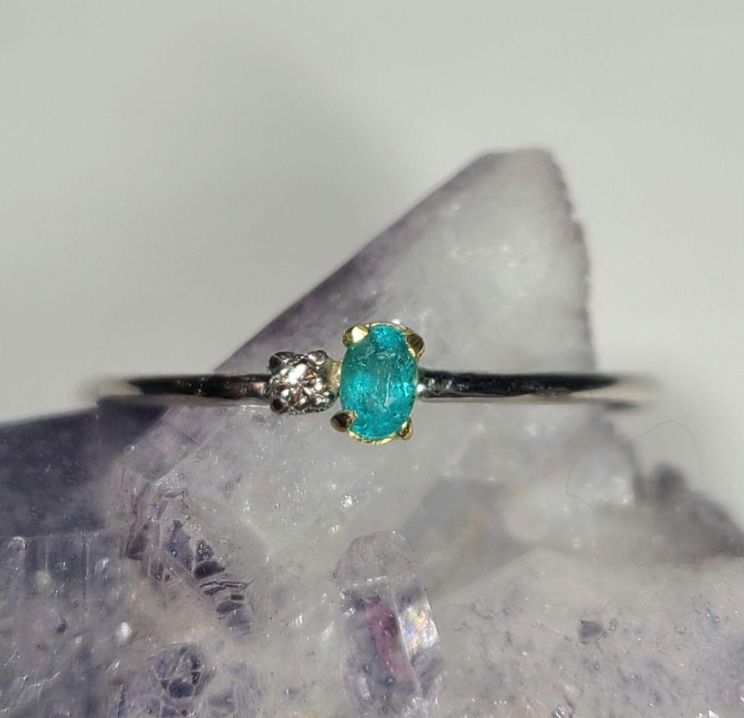 ★バターリャパライバトルマリン&アーガイルピンクダイヤモンド18金&Ptリング★