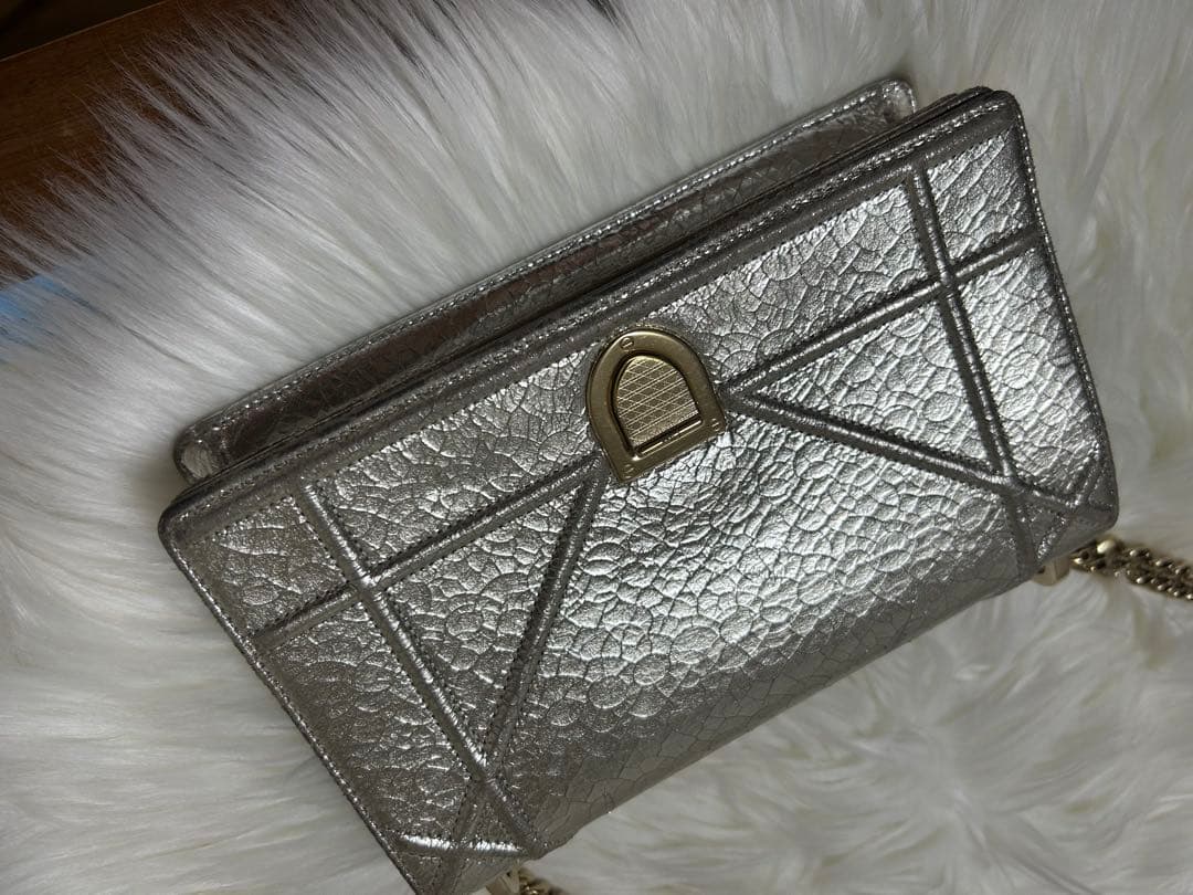 Dior シルバー クロコダイル風ショルダーバッグ