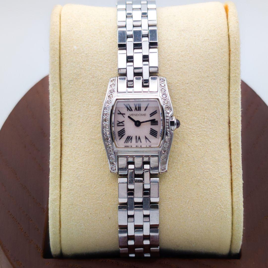 【美品/希少】ヴァンドーム青山 ダイヤ スクエア 腕時計 レディース クォーツ