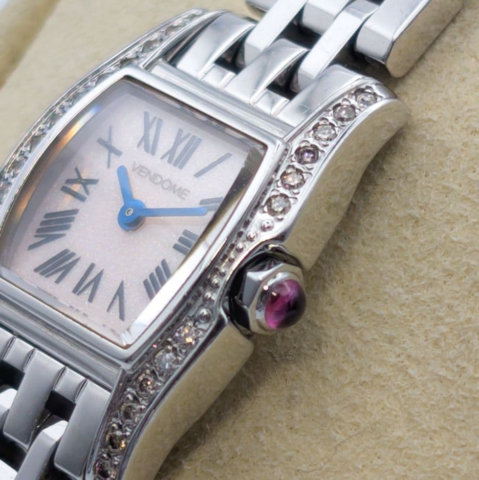 【美品/希少】ヴァンドーム青山 ダイヤ スクエア 腕時計 レディース クォーツ