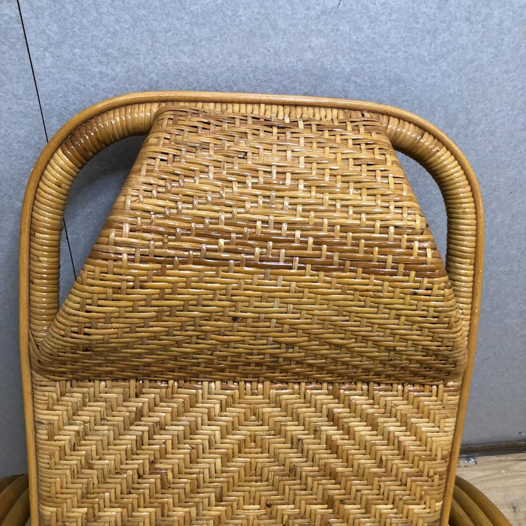 昭和レトロ ラタンリクライニングチェア オットマン付き 250717