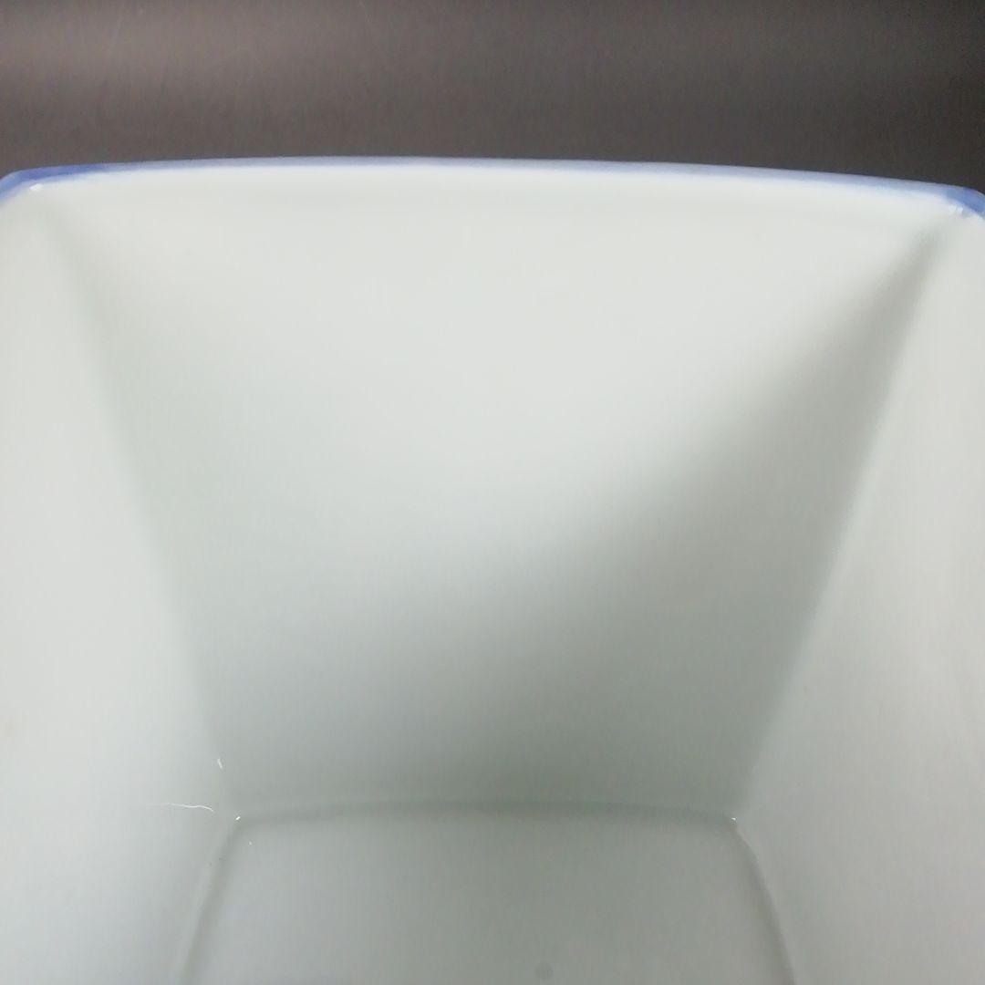 Ｗ１２０　水指　『染付　四君子文　四方』『平安　祥堂 造』　共箱　茶道具