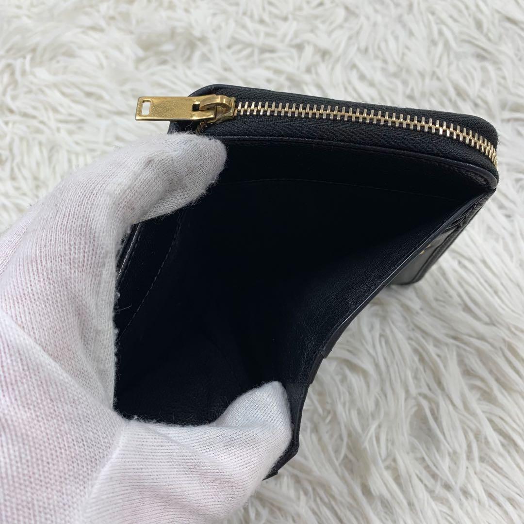 【✨極美品✨】サンローラン カサンドラ 二つ折り財布 Vステッチ ブラック