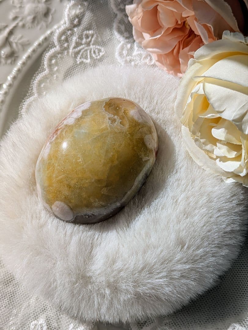 希少　レアカラー　♡桜瑪瑙♡　ぷっくり　パーム　黄色　イエロー