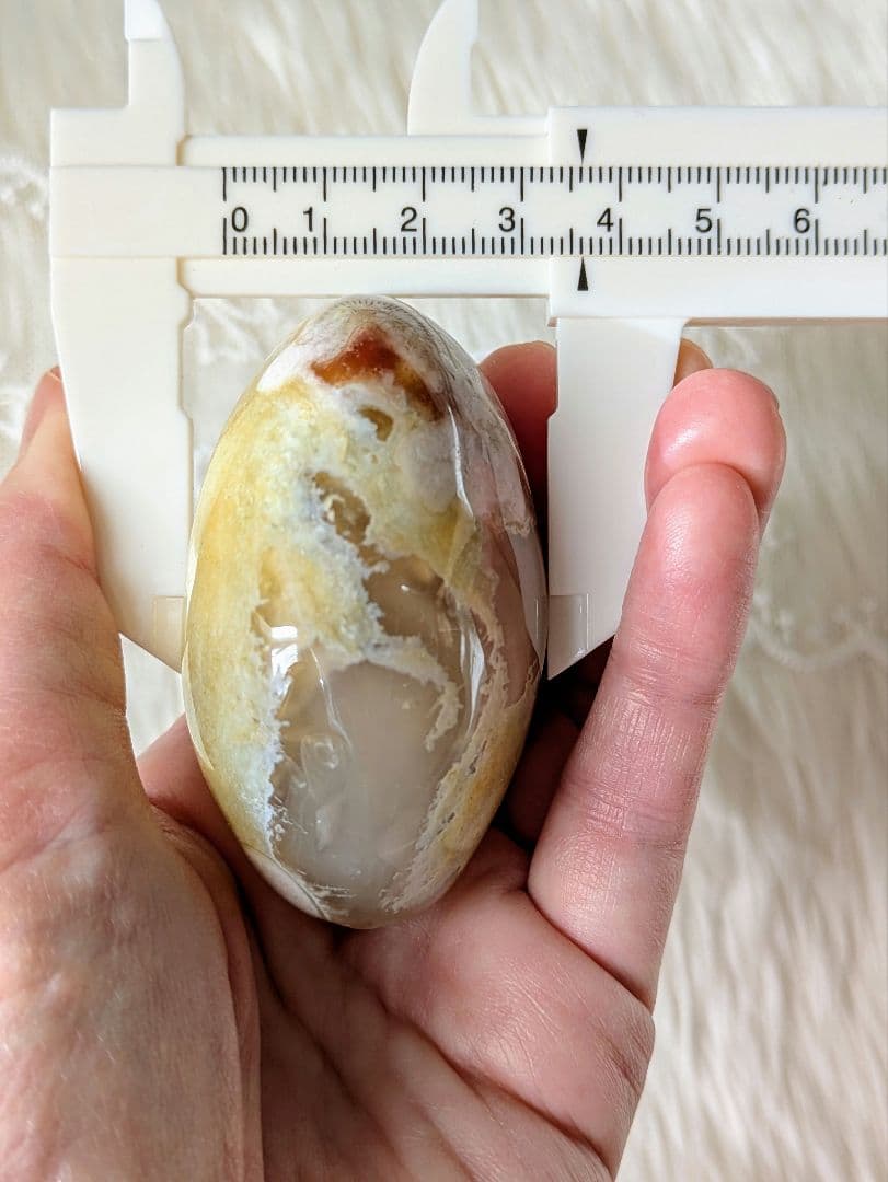 希少　レアカラー　♡桜瑪瑙♡　ぷっくり　パーム　黄色　イエロー