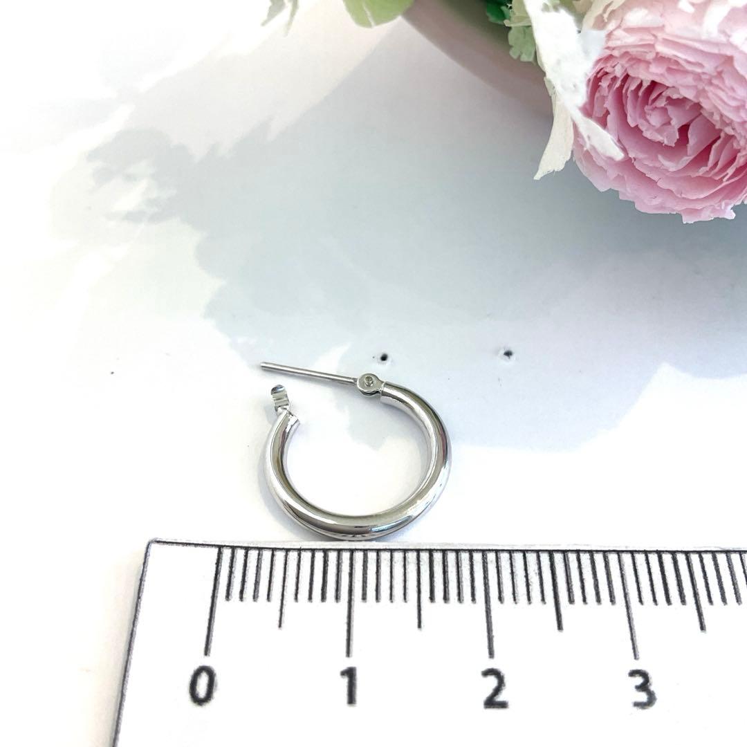 K14WG(ホワイトゴールド)パイプフープ2 × 15片方ピアス新品