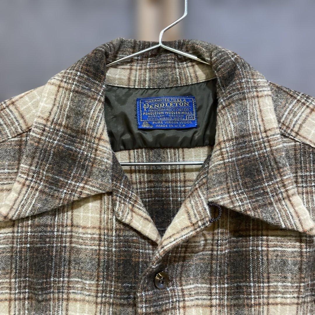 70'ペンドルトン/ウールシャツ/ボックスシルエット/USA製/ブラウン系