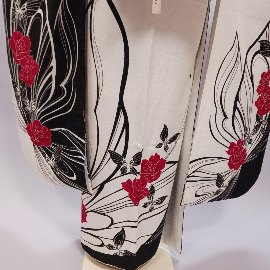 赤白黒　ラメ振袖　フルセット