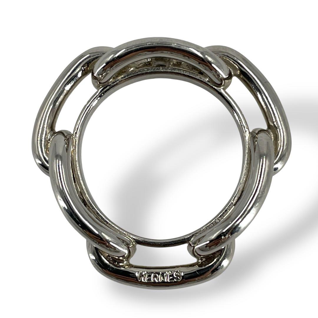 美品　HERMES エルメス　シェーヌダンクル スカーフリング シルバー