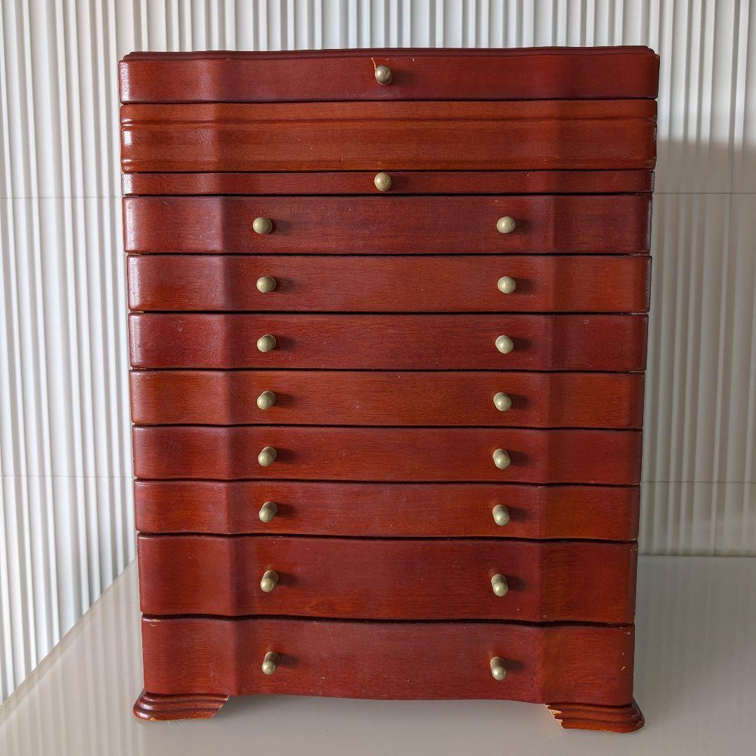 レトロ木製ジュエリーボックス 大容量 宝石箱 アンティーク調