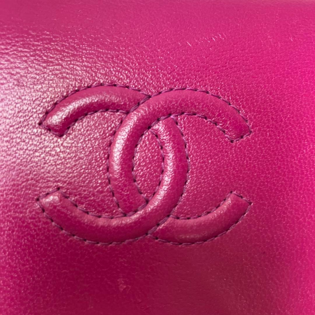 美品✨シャネル ココマーク 三つ折り財布 エンボス ステッチ レザー 正規品