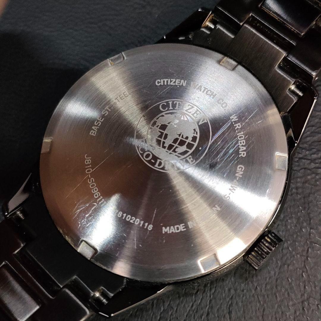 美品　CITIZEN　シチズン　J810　ブラック　ホワイト　ソーラー　腕時計