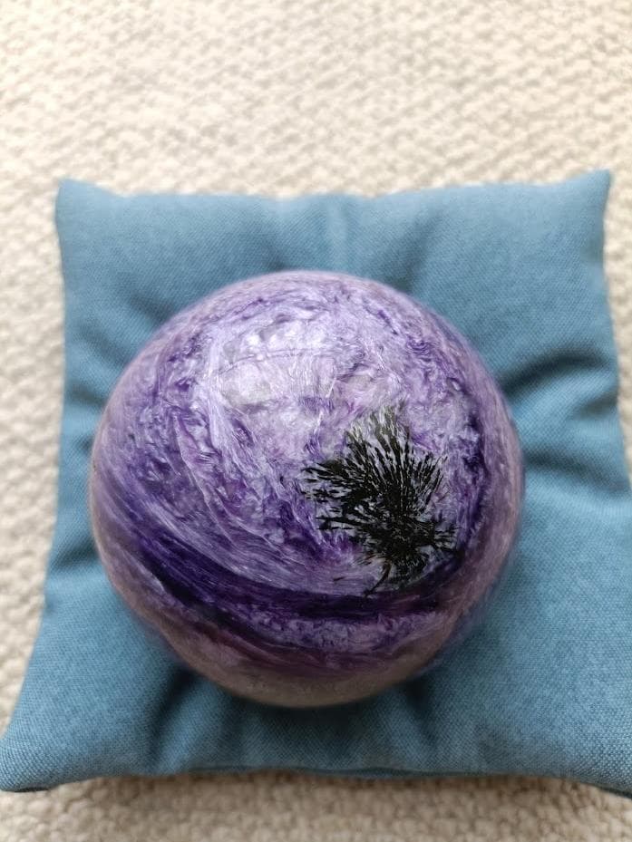 チャロアイト 丸玉 80mm 大玉 天然石 希少 専用台座付き