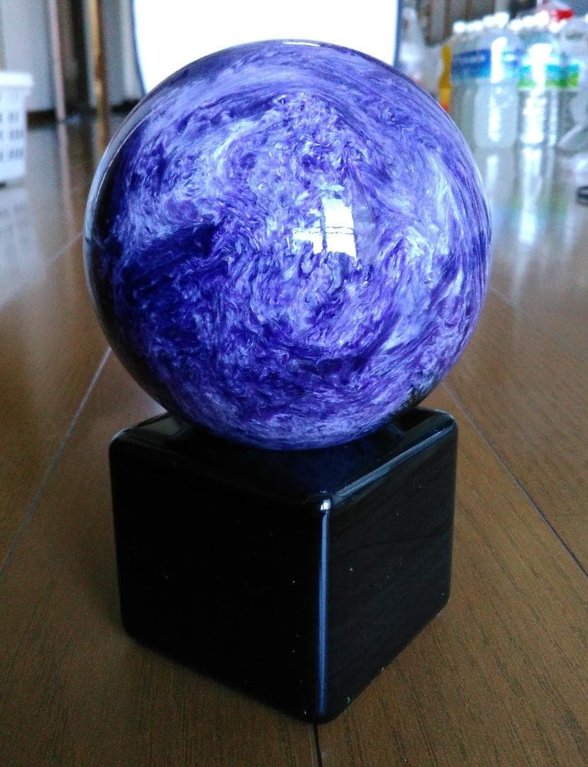 チャロアイト 丸玉 80mm 大玉 天然石 希少 専用台座付き