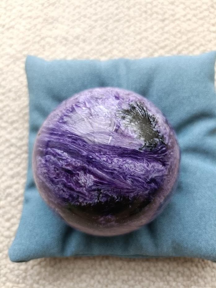 チャロアイト 丸玉 80mm 大玉 天然石 希少 専用台座付き