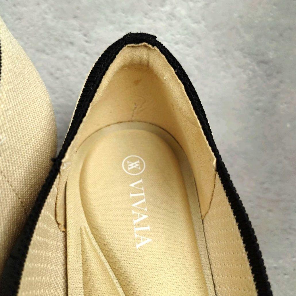 【人気デザイン】極美品VIVAIA【40】バイカラー チャンキーヒール パンプス