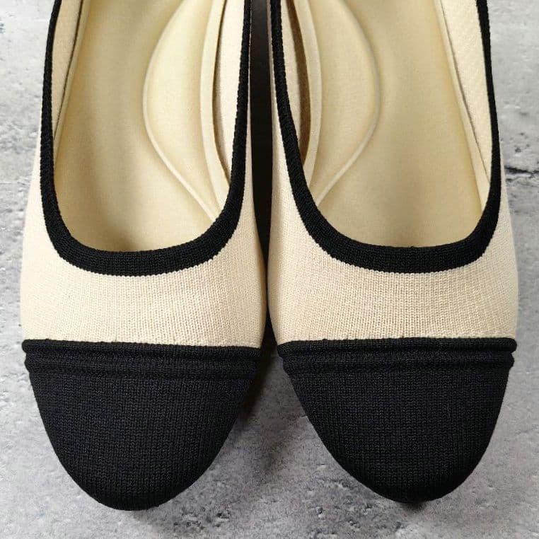 【人気デザイン】極美品VIVAIA【40】バイカラー チャンキーヒール パンプス