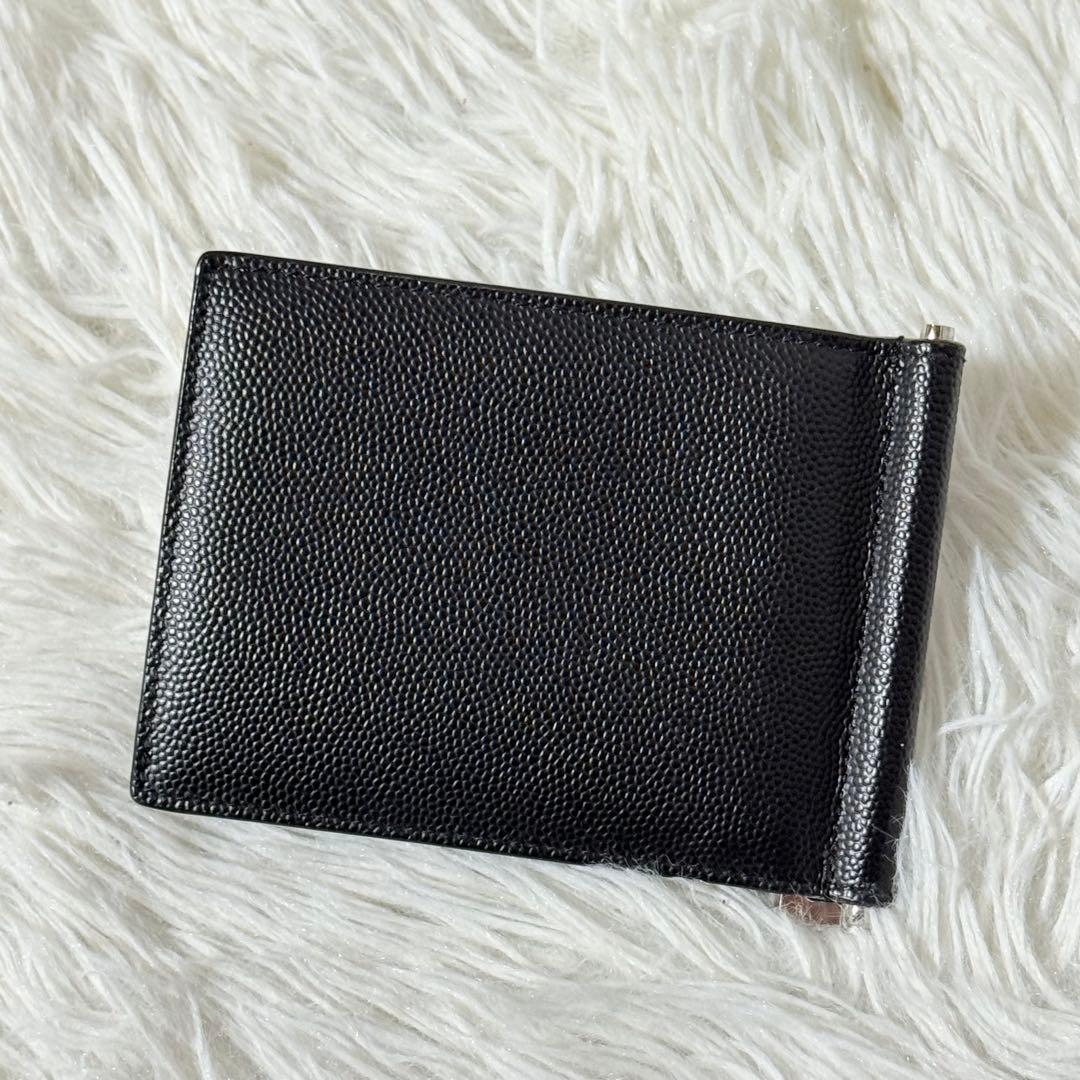 ⭐️未使用⭐️　サンローラン　マネークリップ　二つ折り財布　シルバー金具　黒