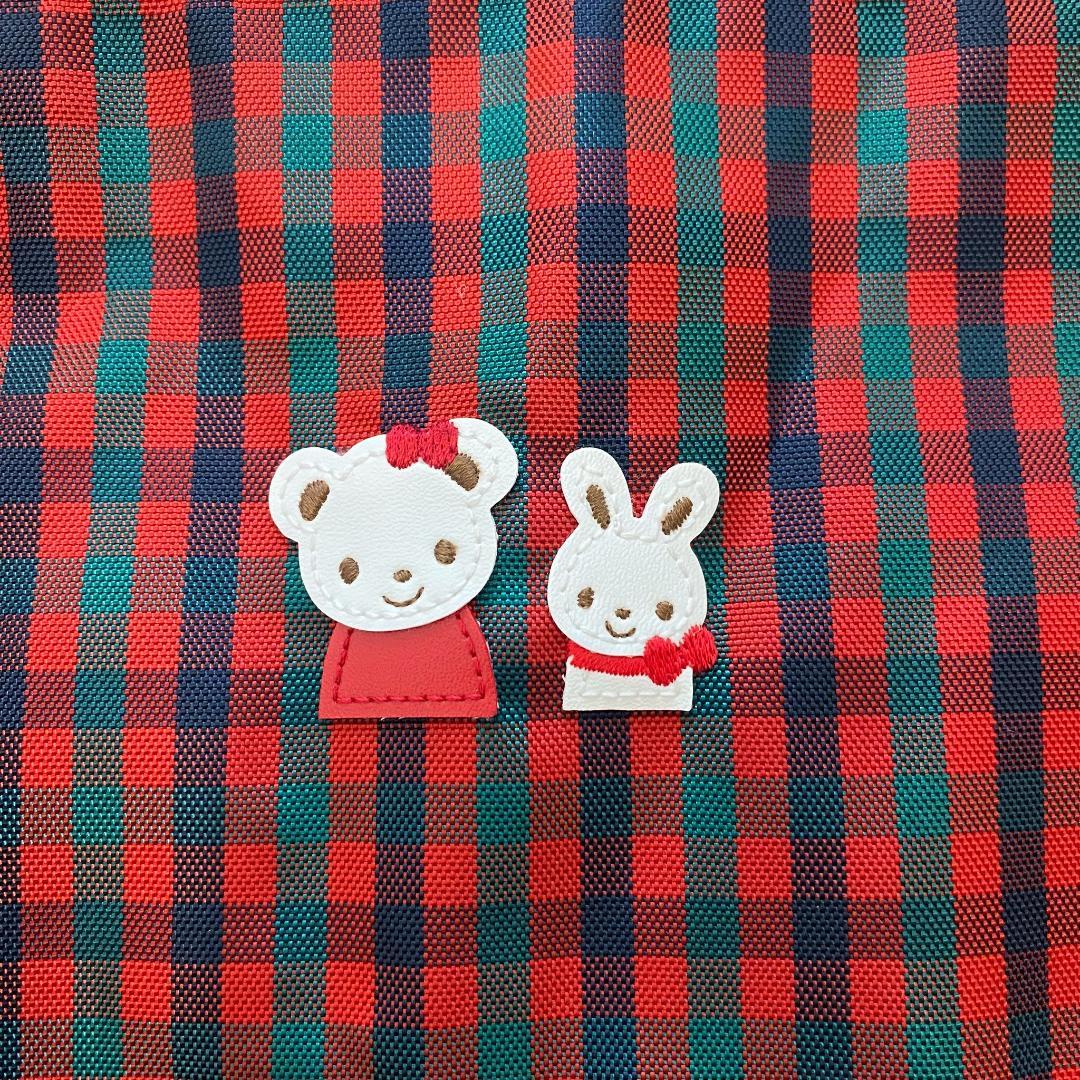 【美品】familiar ファミリア レッスンバッグ 赤チェック ベルトカバー