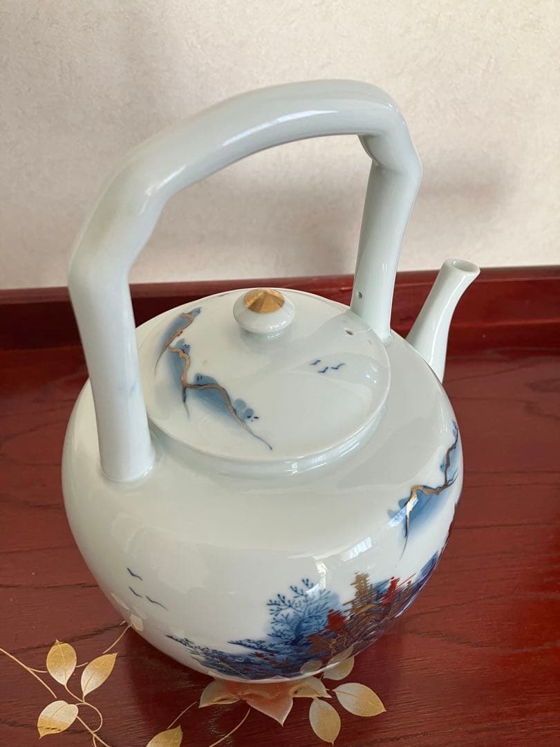 [有田焼]急須と蓋付き湯呑み　萬(山水)