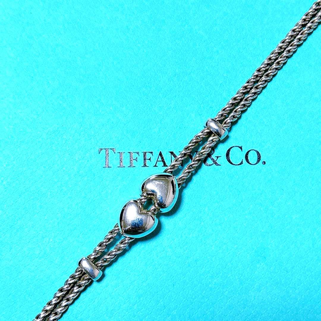 【美品】19.2cm ティファニー ダブルロープ ハート ブレスレット 925