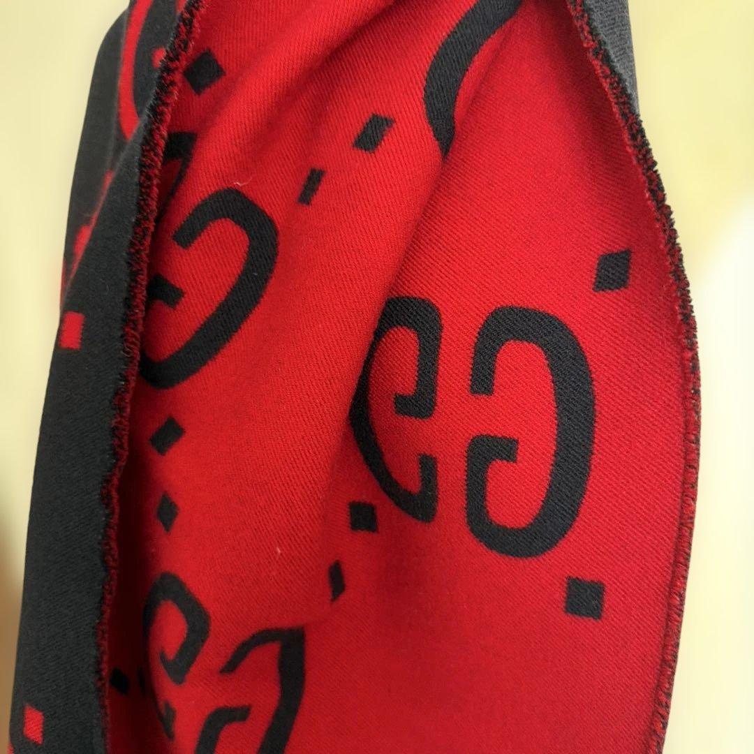 GUCCI GGロゴ ネイビー レッド マフラー