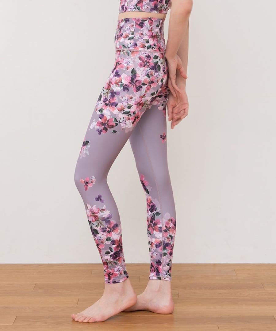 【SUKALA】フルオブフラワーパネルレギンスＭサイズ モーヴ