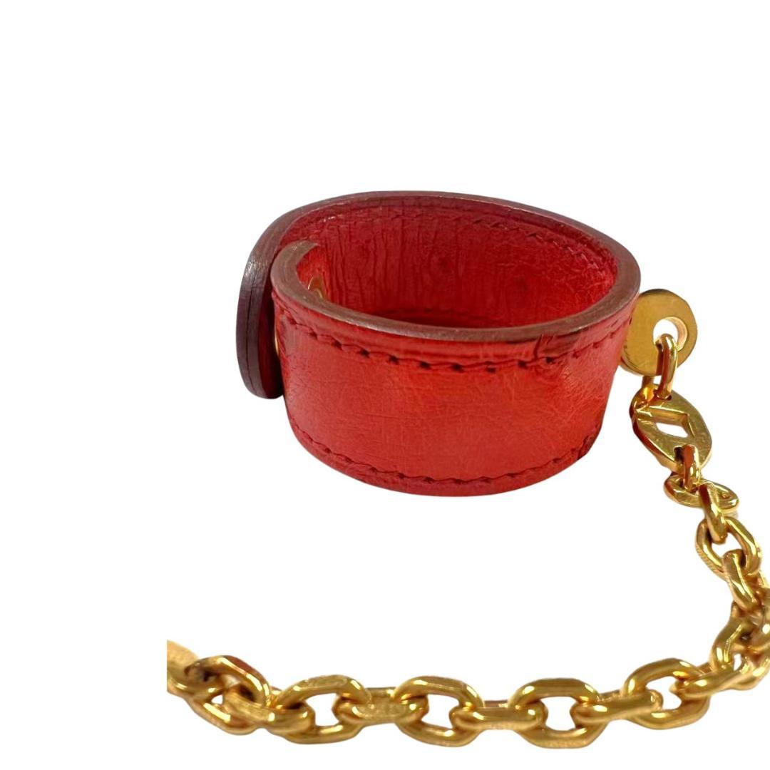 HERMES エルメス スカーフリング グローブホルダー オーストリッチ 赤