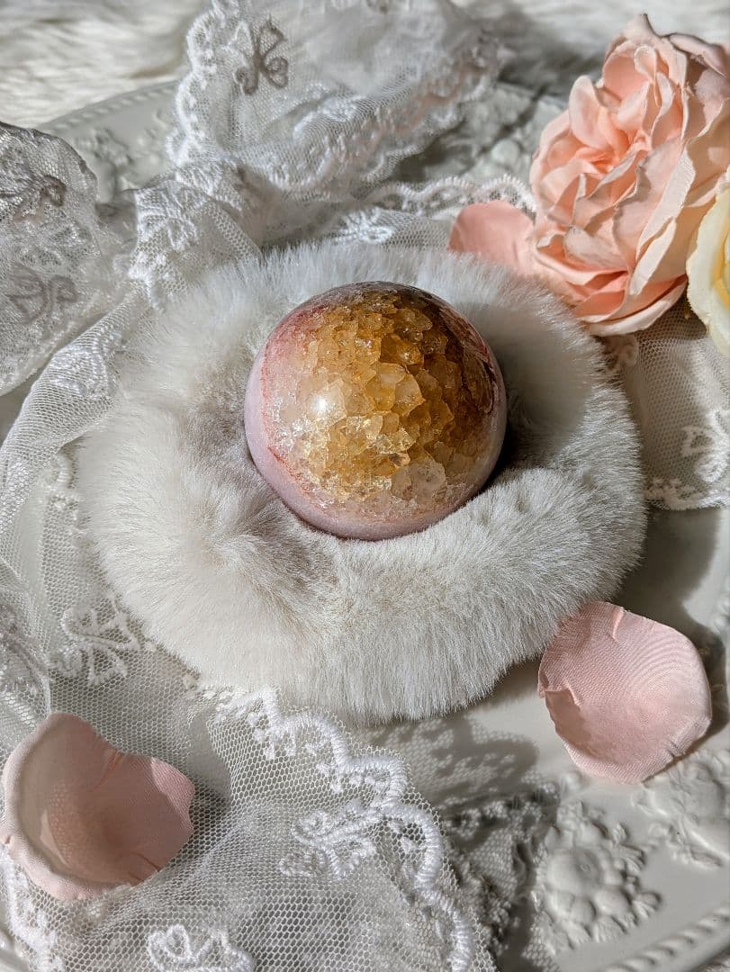 ♡ピンクアメジスト✕シトリン♡　スフィア　レア品　赤