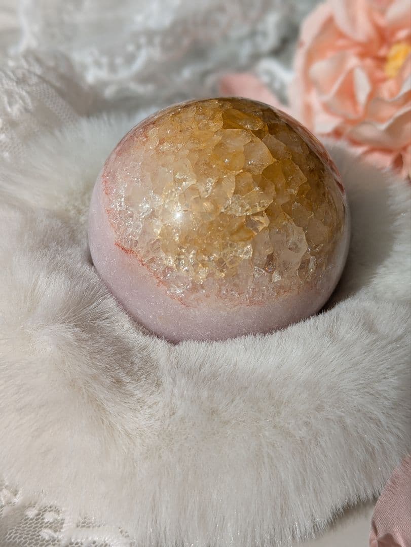 ♡ピンクアメジスト✕シトリン♡　スフィア　レア品　赤