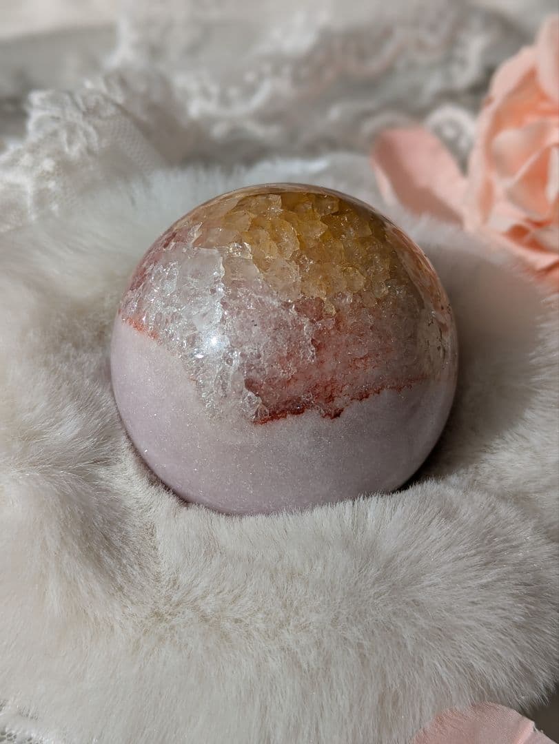 ♡ピンクアメジスト✕シトリン♡　スフィア　レア品　赤