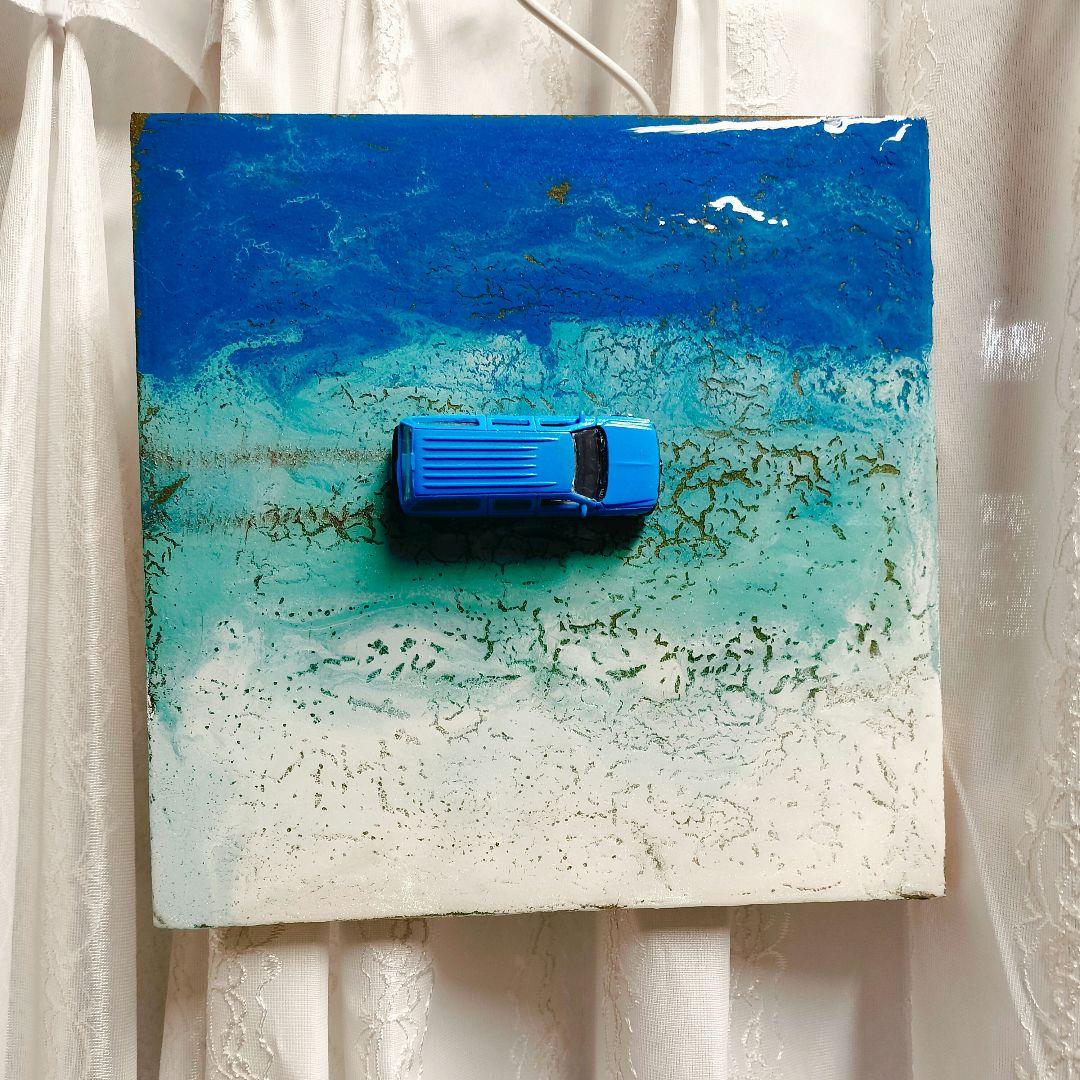 ハンドメイド ジオラマ『ブルーオーシャン・ドライブ』 ミニカー付き壁掛けアート