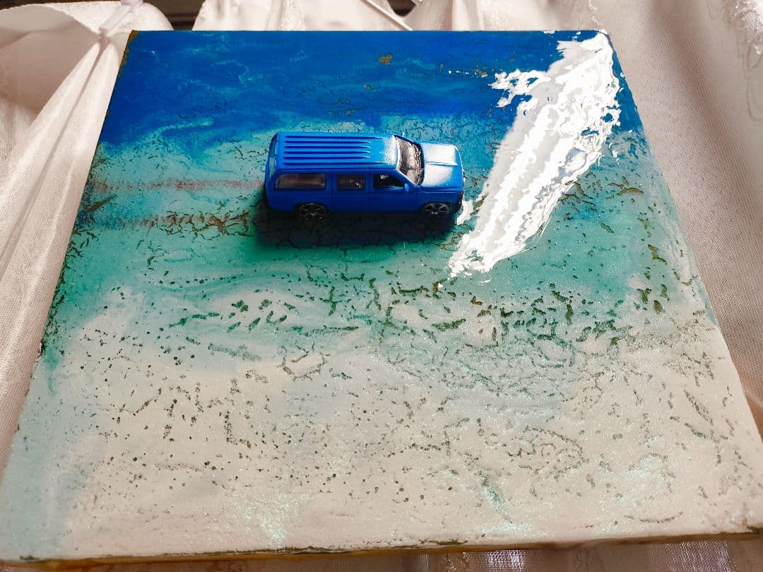 ハンドメイド ジオラマ『ブルーオーシャン・ドライブ』 ミニカー付き壁掛けアート