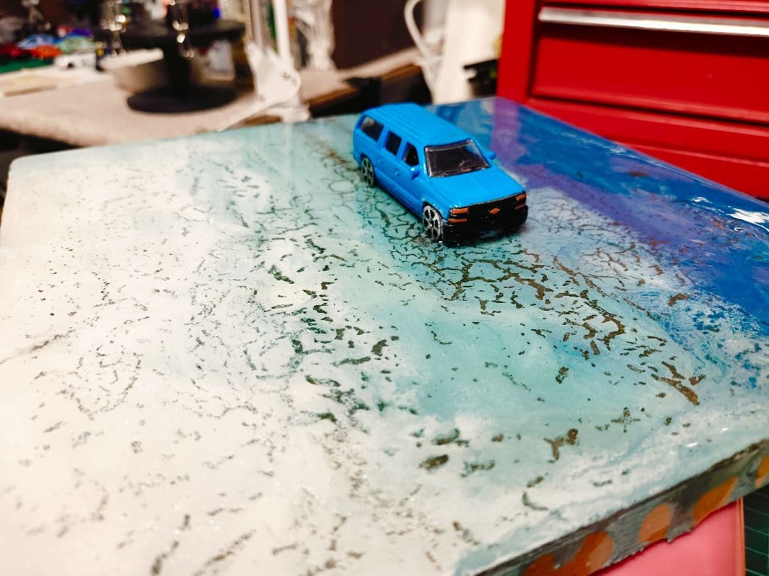 ハンドメイド ジオラマ『ブルーオーシャン・ドライブ』 ミニカー付き壁掛けアート