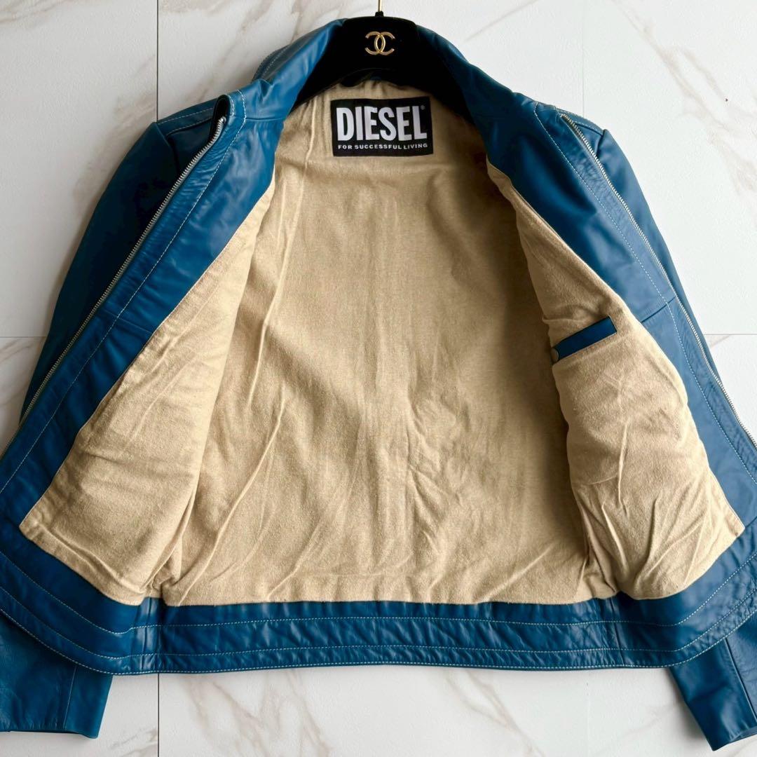 希少カラー◆美品 ディーゼル シングル ライダース レザー ジャケット M