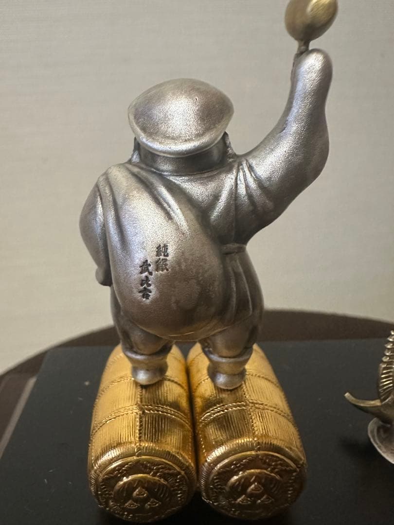 純銀製　恵比寿　大黒天 置物　ケース付 縁起物