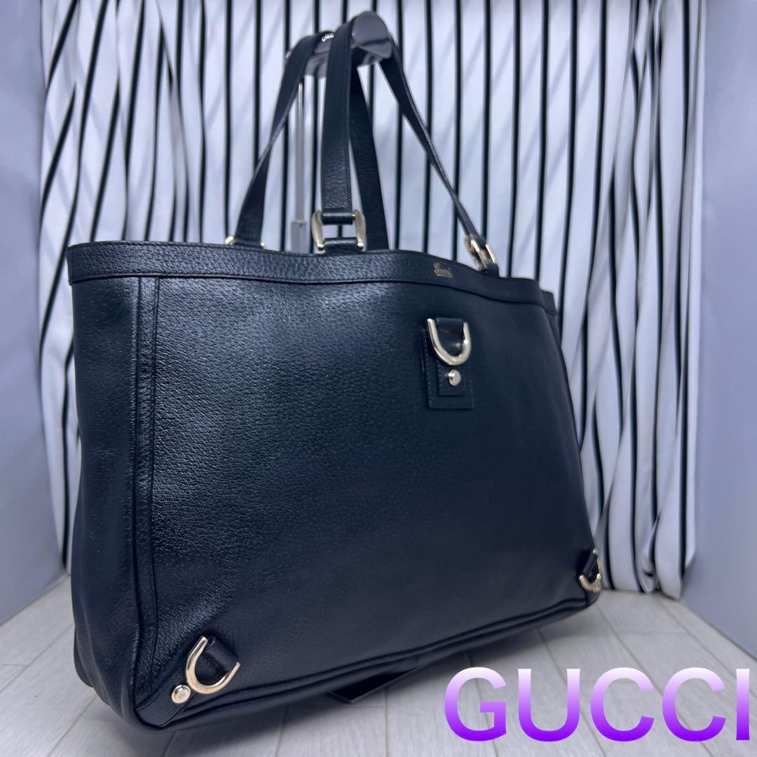 【美品】GUCCI×グッチ オールレザーA4収納可能トートバッグ