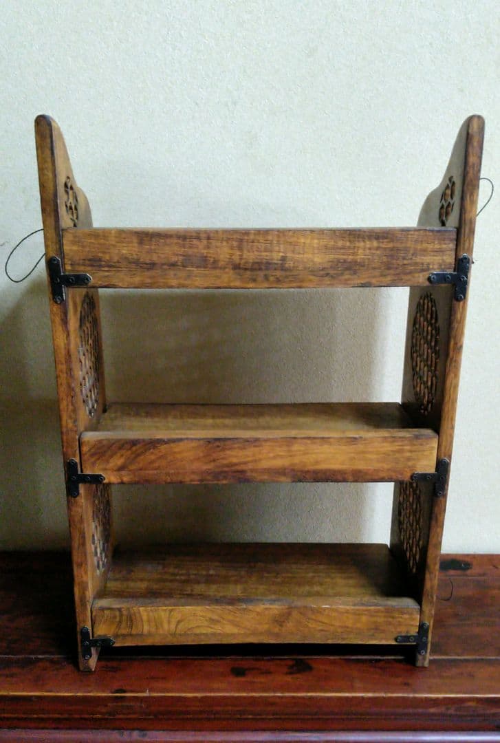 アジアン 木製3段棚 シェルフ ラック