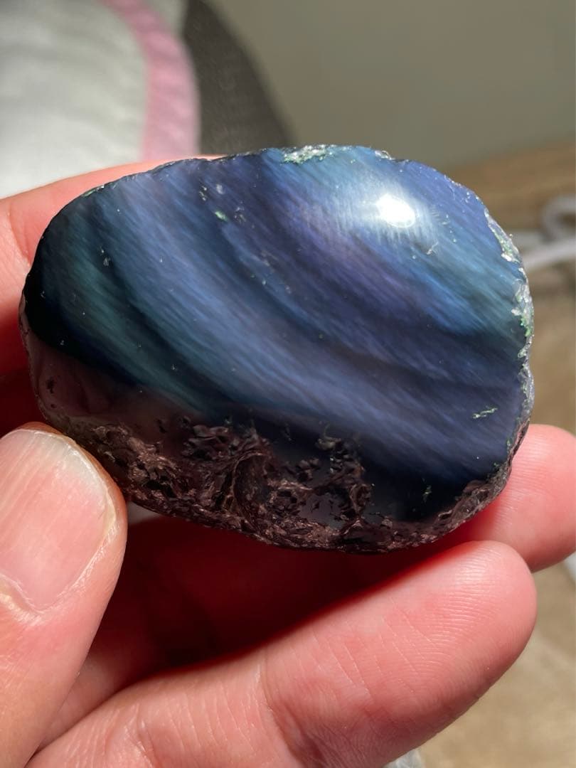 研磨品　十勝石玲瓏　複合色レインボーオブシディアン　特級品