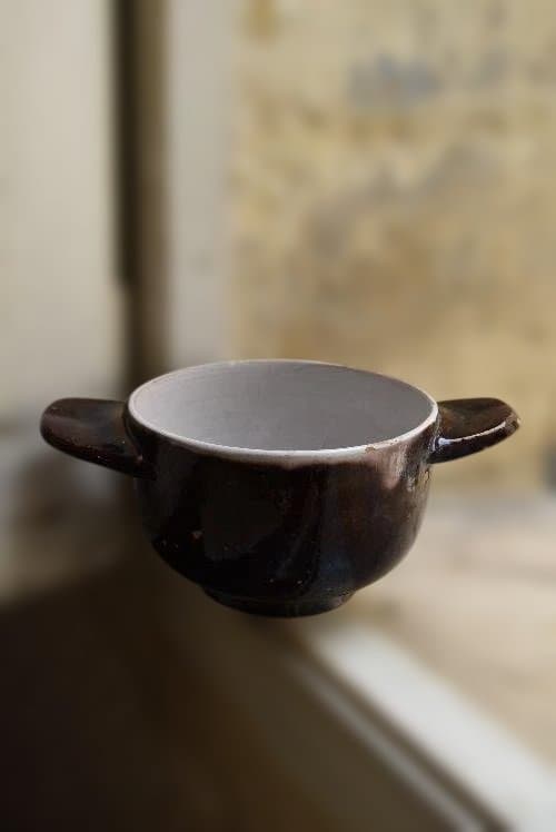 フランス19世紀　大きな耳付きキュノワールの器　西洋民藝