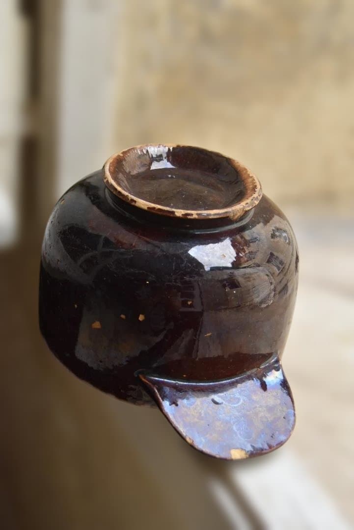 フランス19世紀　大きな耳付きキュノワールの器　西洋民藝