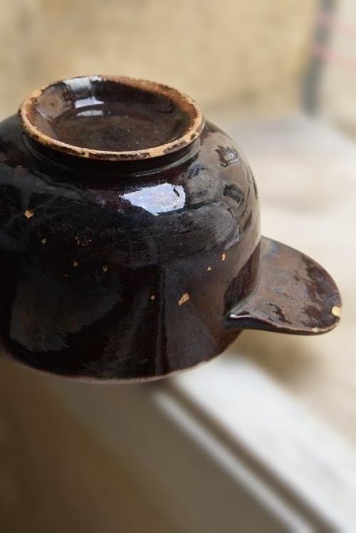 フランス19世紀　大きな耳付きキュノワールの器　西洋民藝