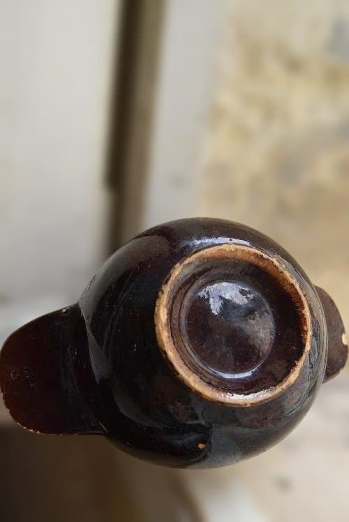 フランス19世紀　大きな耳付きキュノワールの器　西洋民藝