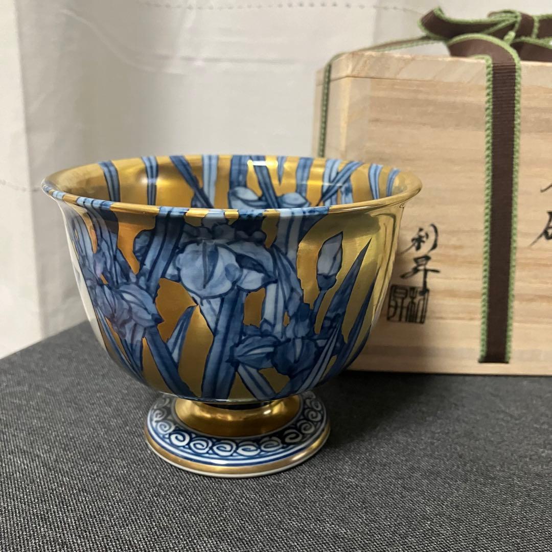 加藤利昇 茶碗 馬上盃 金地付 菖蒲 鍾馗