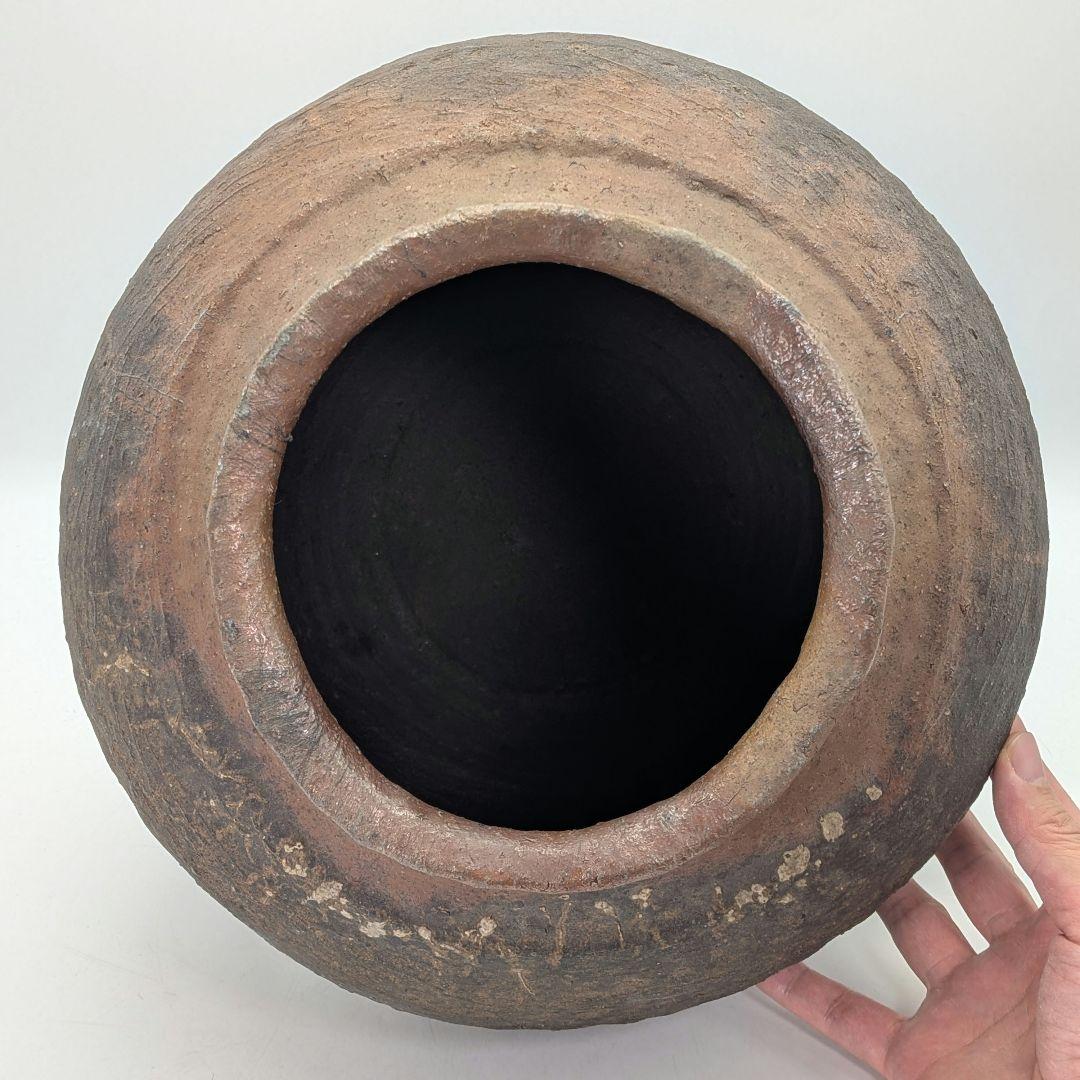 【水漏れあり】中村六郎 備前焼 大壺 大壷 紐作り 希少 置物 インテリア つぼ