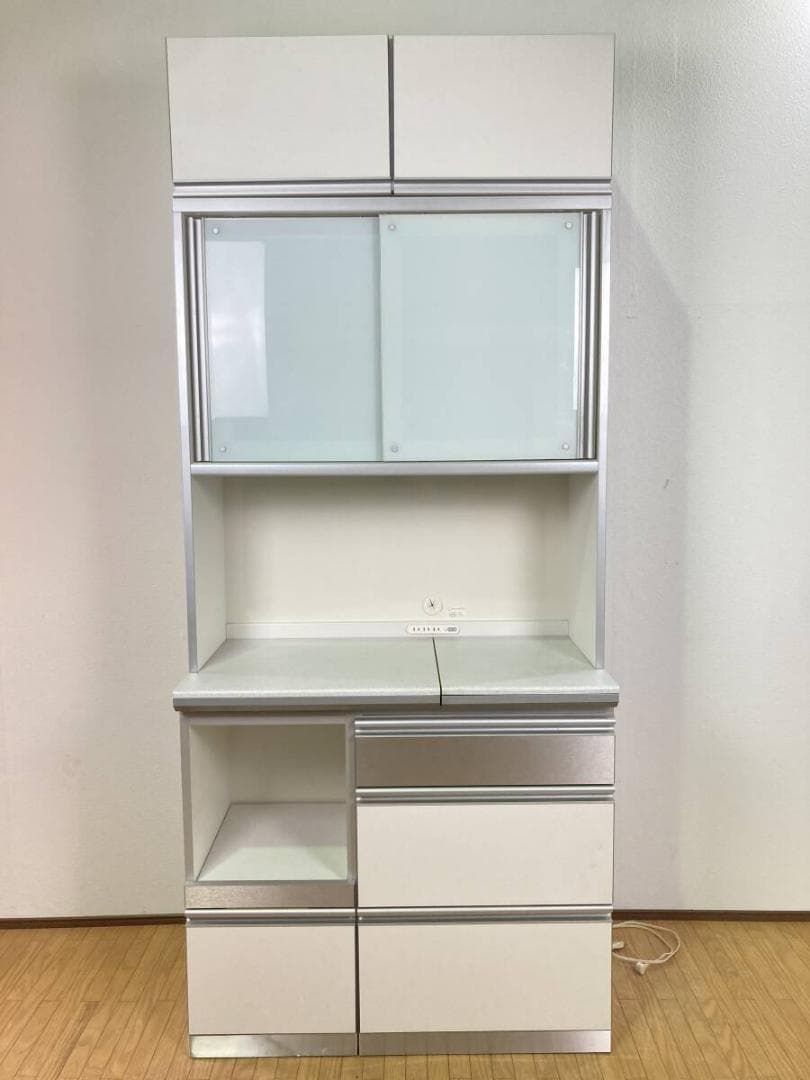 綾野製作所 背高 IDC 大塚家具 食器棚 100 飾り棚 キッチンボード 白