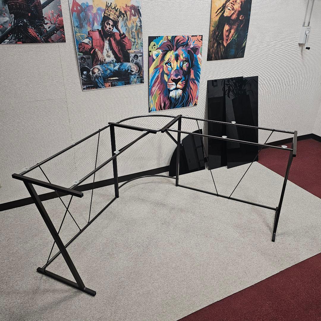 ガラス L字型パソコンデスク 東京23区全域送料無料