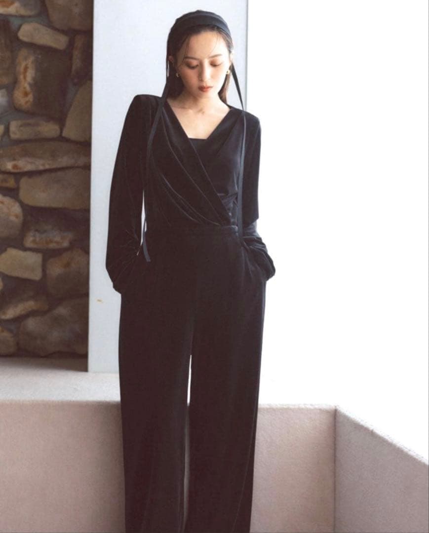 anuans 完売品 ベロアカットオールインワン ブラック