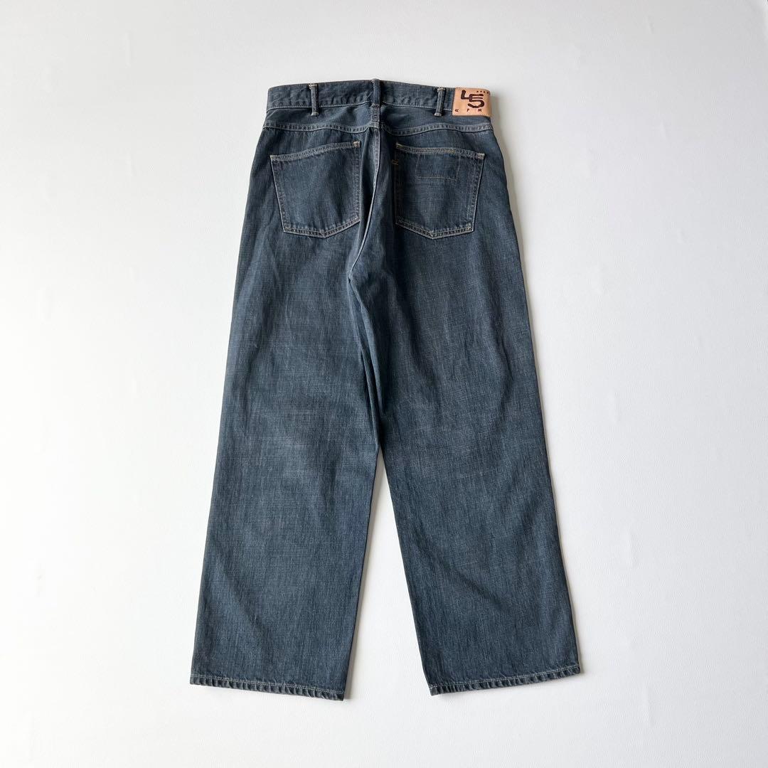 4857【美品】45R ライ麦デニムのシャルロット5 影色納戸　ストレートデニム
